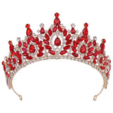 Red Crystal Bride Crown Bridal Tiaras Royal Queen Wedding Hair Jewelry