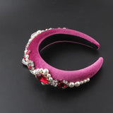 Baroque Sponge Pearl Rhinestone Headband Hairpin Women