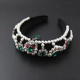 Baroque Sponge Pearl Rhinestone Headband Hairpin Women