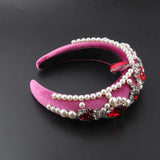 Baroque Sponge Pearl Rhinestone Headband Hairpin Women