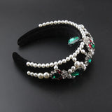 Baroque Sponge Pearl Rhinestone Headband Hairpin Women