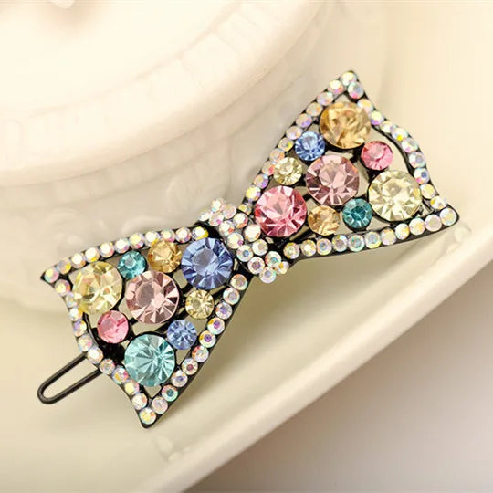 Colorful Rhinestone Bow Hair Clips Barrettes