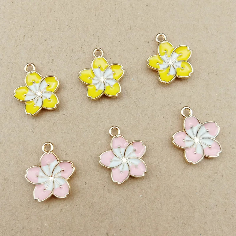 Bauhinia Flower Charms 60pcs 14*16mm Enamel Alloy Jewelry Pendant