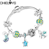 Ocean Series Charm Bracelets With Silver Plated Snake Chain - High Jewelry Gift