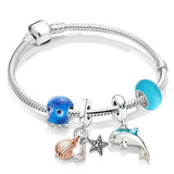 Ocean Series Charm Bracelets With Silver Plated Snake Chain - High Jewelry Gift
