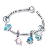 Ocean Series Charm Bracelets With Silver Plated Snake Chain - High Jewelry Gift