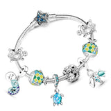 Ocean Series Charm Bracelets With Silver Plated Snake Chain - High Jewelry Gift