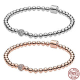 925 Sterling Silver Bead Chain Bracelet Women Jewelry for Charms