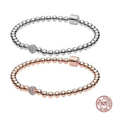 925 Sterling Silver Pav? Ball Bead Charm Bracelet for DIY Jewelry