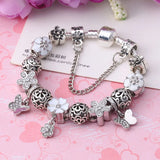 Beaded Bracelet with Butterfly Love Pendant