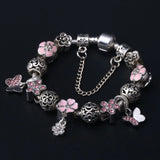 Beaded Bracelet with Butterfly Love Pendant