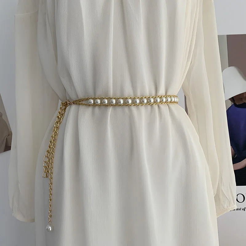 Pearl Waist Chain Women's Fashion Dress Belt