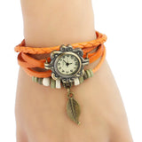 Beaded Leather Bracelet Watch Women Adjustable Fashionable Student Jewelry Sets