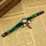 Beaded Leather Bracelet Watch Women Adjustable Fashionable Student Jewelry Sets