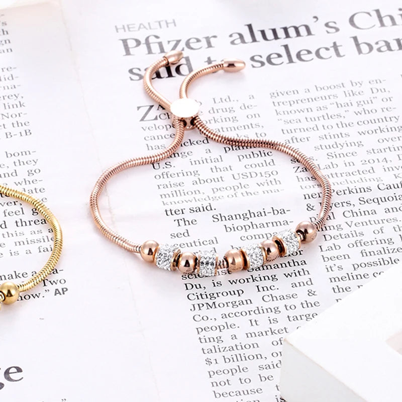 Zircon Woman Bracelet Stainless Steel Adjustable Size Jewelry