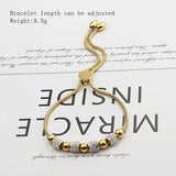 Adjustable Stainless Steel Woman Bracelet with Zircon Beads and Circles