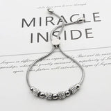Adjustable Stainless Steel Woman Bracelet with Zircon Beads and Circles