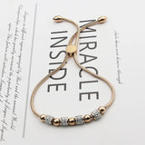 Adjustable Stainless Steel Woman Bracelet with Zircon Beads and Circles
