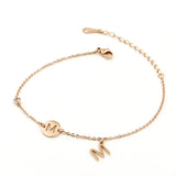 Zircon M Letters Hollow M Rose Anklet Titanium Steel Jewels Women