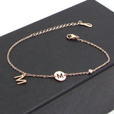 Zircon M Letters Hollow M Rose Anklet Titanium Steel Jewels Women