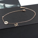 Zircon M Letters Hollow M Rose Anklet Titanium Steel Jewels Women