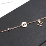 Zircon M Letters Hollow M Rose Anklet Titanium Steel Jewels Women