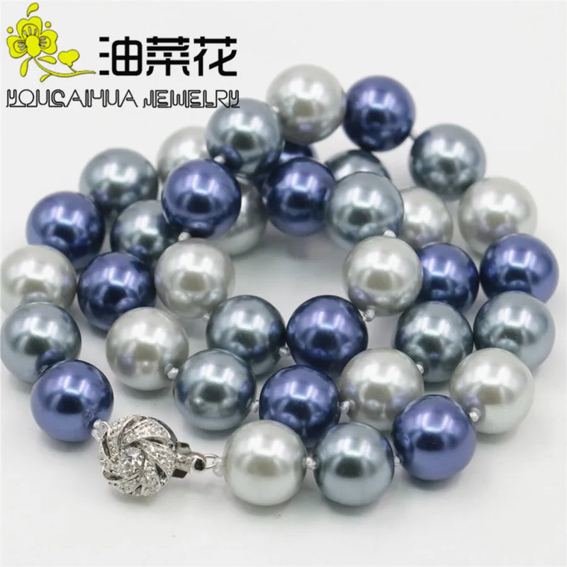 Multicolor Sea Shell Pearl Necklace For Women 18"