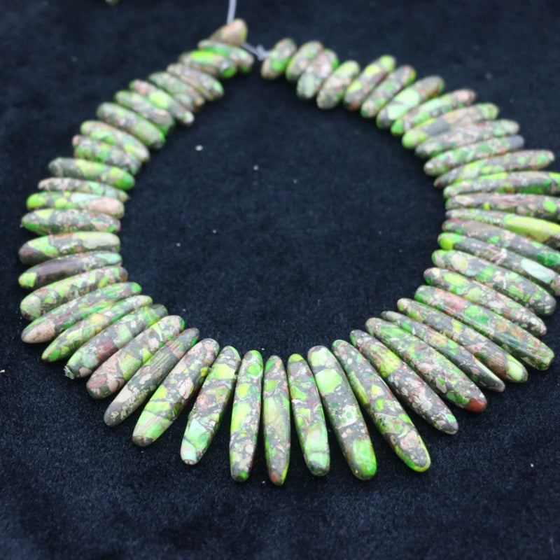 Green Stone Necklace Point Pendant Beads for Women Jewelry DIY Making
