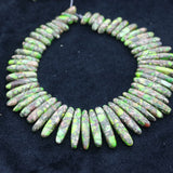Green Stone Necklace Point Pendant Beads for Women Jewelry DIY Making