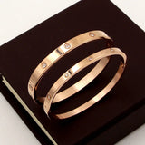Stainless Steel Cubic Zirconia Golden Bracelet for Women