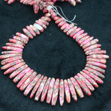 Pink Stone Necklace Point Pendant Beads, Women Jewelry DIY Making Gems
