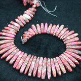 Pink Stone Necklace Point Pendant Beads, Women Jewelry DIY Making Gems