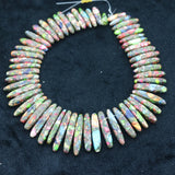 Rainbow Stone Necklace Point Pendant Beads Women Jewelry DIY Making