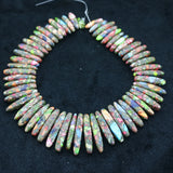 Rainbow Stone Necklace Point Pendant Beads Women Jewelry DIY Making