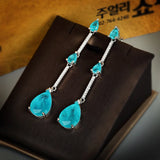 Paraiba Gemstone Tassel Earrings Wedding Jewelry