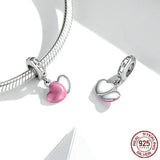 Heart Bead Charm Solid 925 Silver For European Bracelet