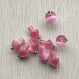 24pcs Pink Cat Eye Stone Mushroom Pendants for Necklaces