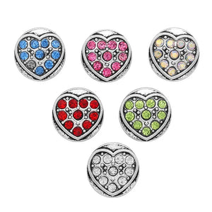 10pcs Mixed Round Rhinestone Heart Snap Buttons DIY Snap Bracelet