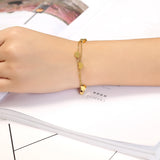 Double Chain Seven Hearts Bracelet Titanium Steel Jewelry Woman Gift