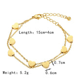 Double Chain Seven Hearts Bracelet Titanium Steel Jewelry Woman Gift