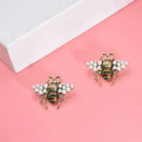 Beetle Pearl Pendant Earrings Insect Stud Earrings