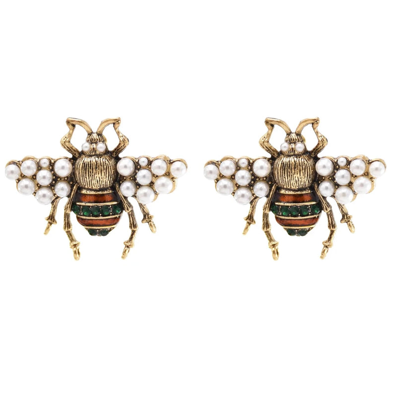 Beetle Pearl Pendant Earrings Insect Stud Earrings