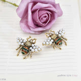 Beetle Pearl Pendant Earrings Insect Stud Earrings