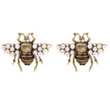Beetle Pearl Pendant Earrings Insect Stud Earrings