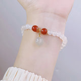 Bell Natural Chalcedony 6mm Agate Beaded Bracelet
