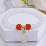Bell Natural Chalcedony 6mm Agate Beaded Bracelet