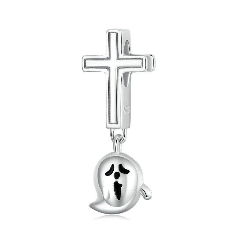 925 Silver Cross Angel Jesus God Dangle Bead Charm