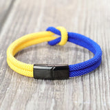 Yellow Ukraine Bracelet Men Women Stainless Steel Magnet Buckle Rope Braclet