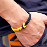 Yellow Ukraine Bracelet Men Women Stainless Steel Magnet Buckle Rope Braclet