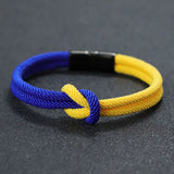 Yellow Ukraine Bracelet Men Women Stainless Steel Magnet Buckle Rope Braclet